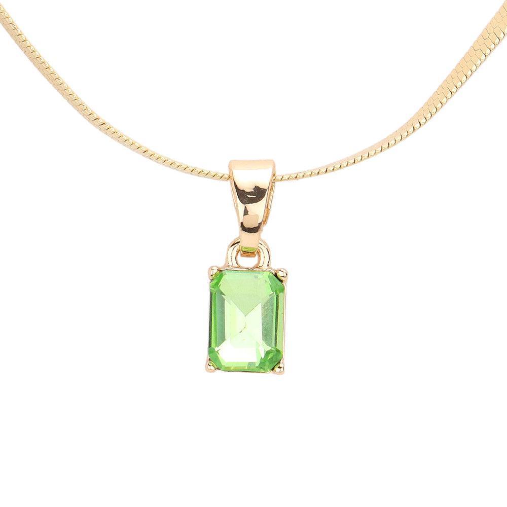 Green Emerald Cut Stone Pendant Necklace - Jewelry Store by Erik Rayo