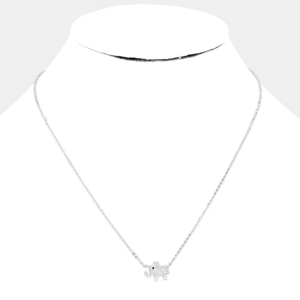 Gold White Gold Dipped Cubic Zirconia Elephant Pendant Necklace - Jewelry Store by Erik Rayo