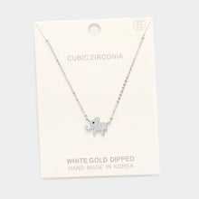 Load image into Gallery viewer, Gold White Gold Dipped Cubic Zirconia Elephant Pendant Necklace
