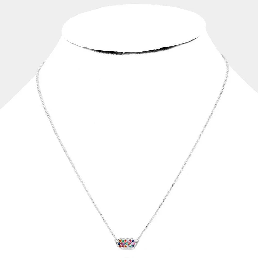 Gold White Gold Dipped Colorful CZ Pave Pendant Necklace - Jewelry Store by Erik Rayo