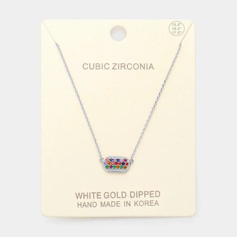 Gold White Gold Dipped Colorful CZ Pave Pendant Necklace - Jewelry Store by Erik Rayo