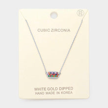 Load image into Gallery viewer, Gold White Gold Dipped Colorful CZ Pave Pendant Necklace
