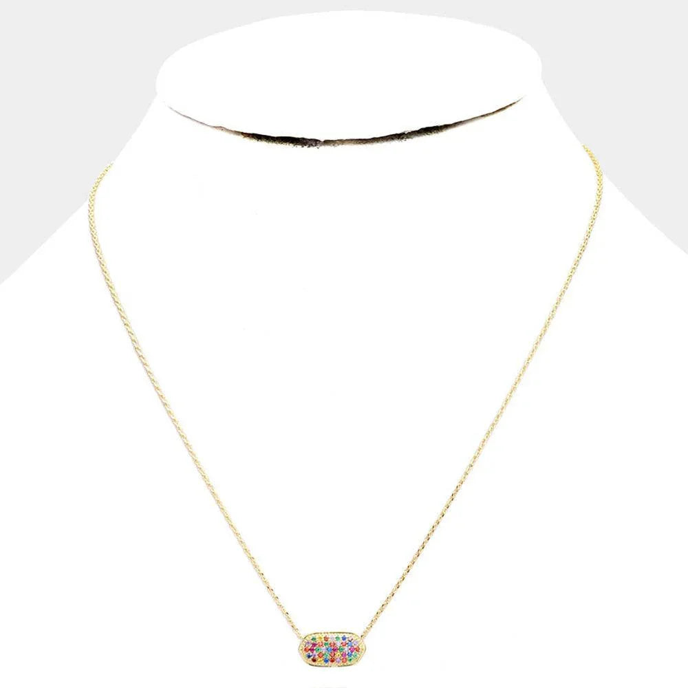 Gold Gold Dipped Colorful CZ Pave Pendant Necklace - Jewelry Store by Erik Rayo
