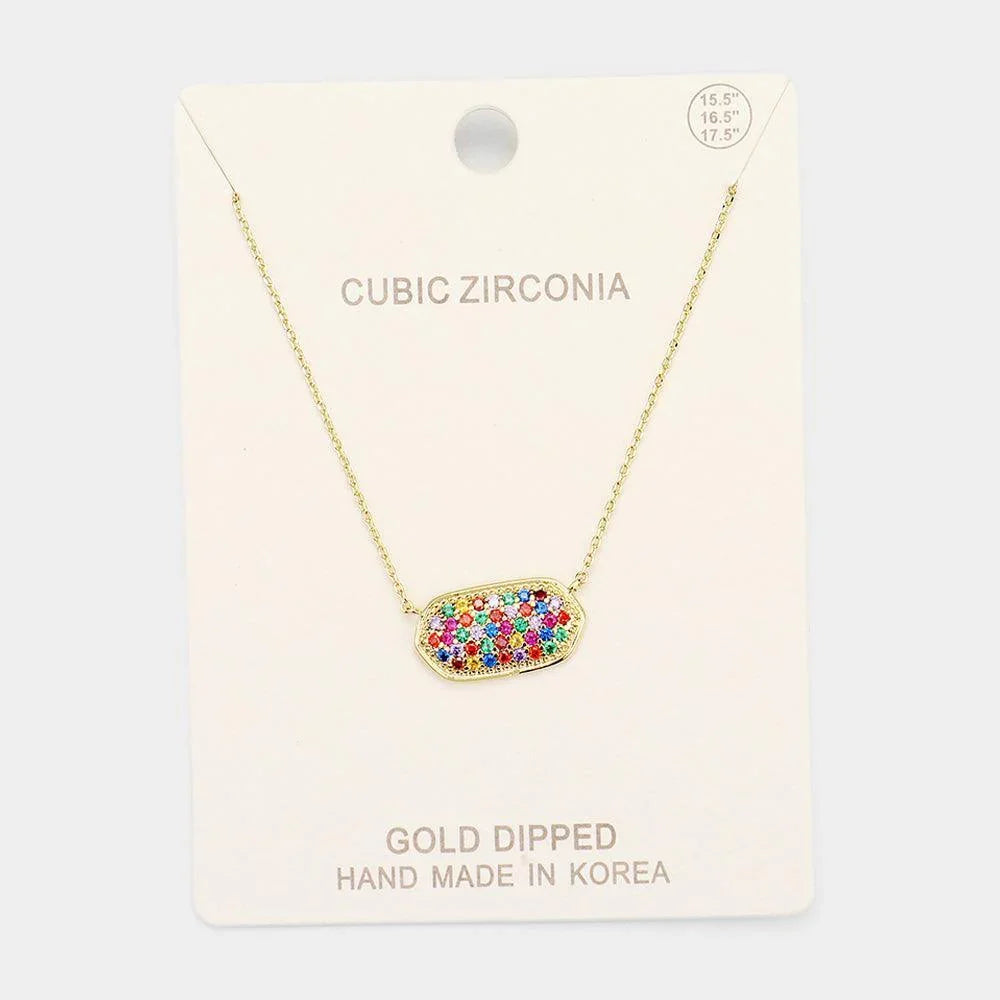 Gold Gold Dipped Colorful CZ Pave Pendant Necklace - Jewelry Store by Erik Rayo