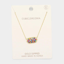 Load image into Gallery viewer, Gold Gold Dipped Colorful CZ Pave Pendant Necklace
