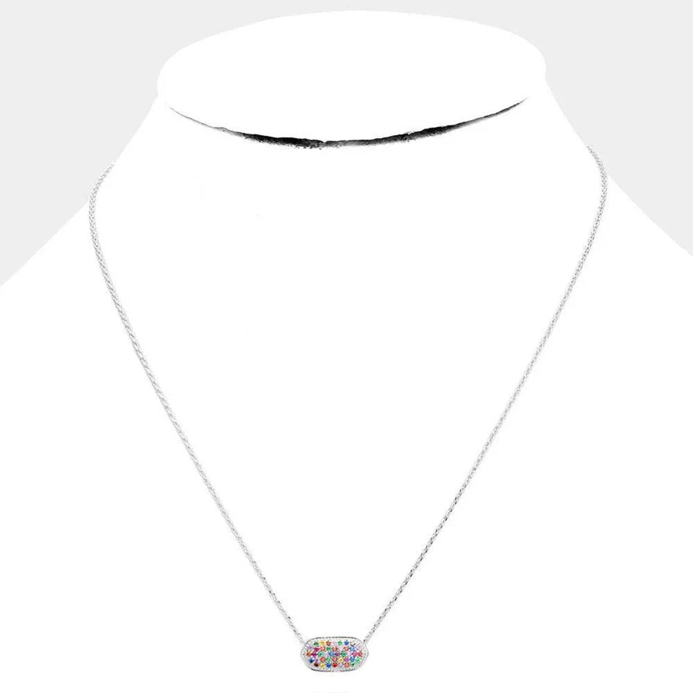 Gold White Gold Dipped Colorful CZ Pave Pendant Necklace - Jewelry Store by Erik Rayo