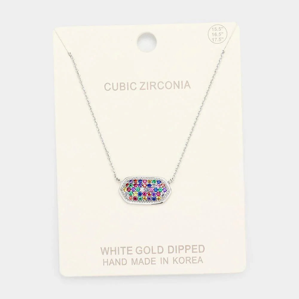 Gold White Gold Dipped Colorful CZ Pave Pendant Necklace - Jewelry Store by Erik Rayo