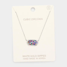 Load image into Gallery viewer, Gold White Gold Dipped Colorful CZ Pave Pendant Necklace
