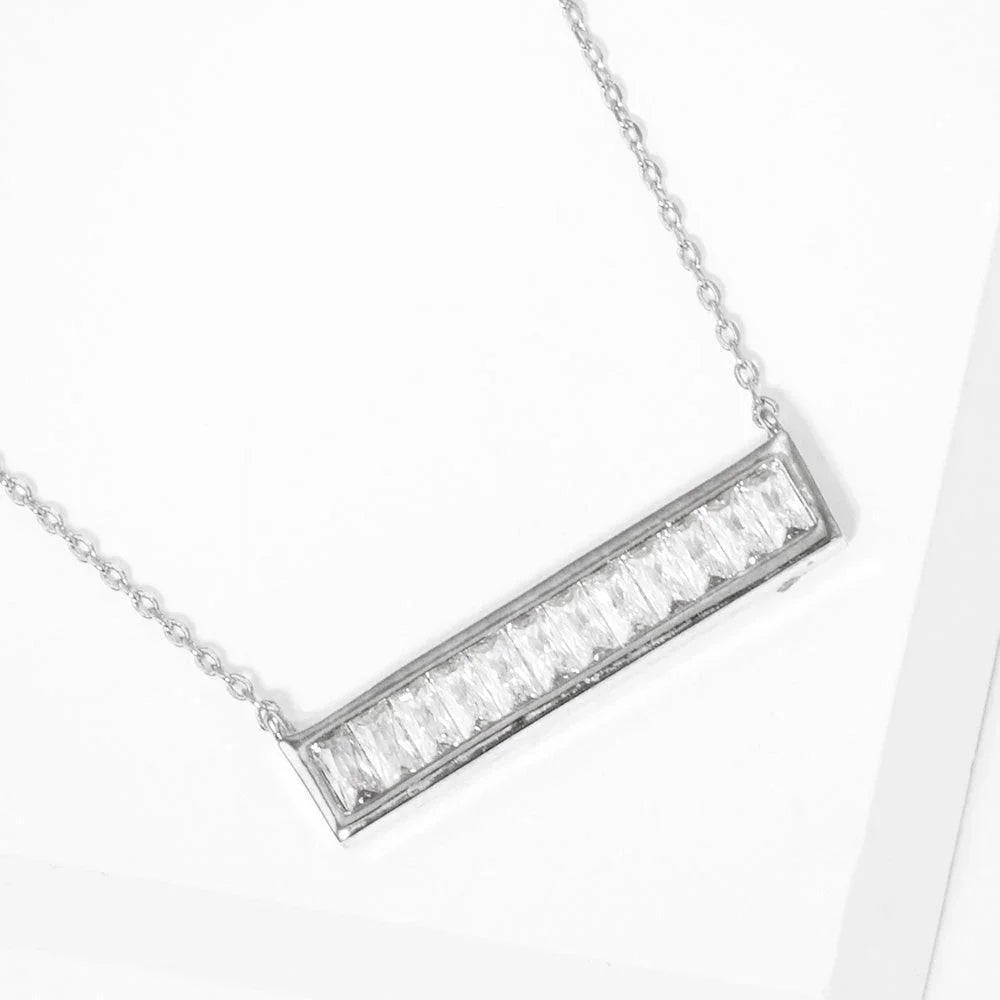 Gold White Gold Dipped Rectangle Stone Cluster Bar Pendant Necklace - Jewelry Store by Erik Rayo