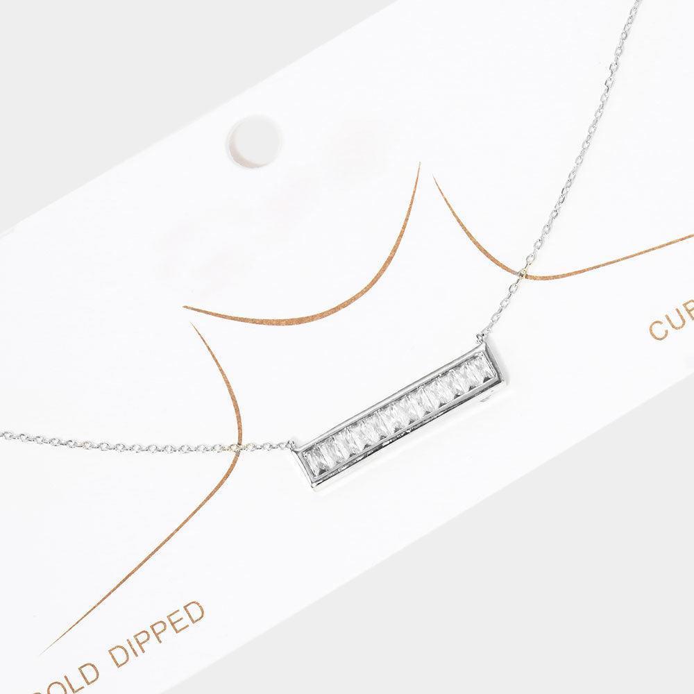 Gold White Gold Dipped Rectangle Stone Cluster Bar Pendant Necklace - Jewelry Store by Erik Rayo