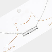 Load image into Gallery viewer, Gold White Gold Dipped Rectangle Stone Cluster Bar Pendant Necklace
