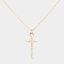 Load image into Gallery viewer, Cream Pearl Cross Pendant Necklace
