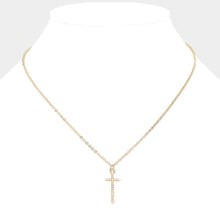 Load image into Gallery viewer, Cream Pearl Cross Pendant Necklace
