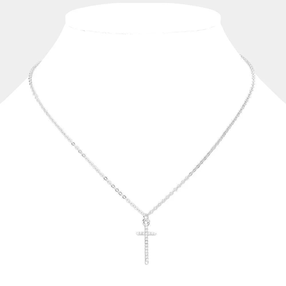 Cream Pearl Cross Pendant Necklace - Jewelry Store by Erik Rayo