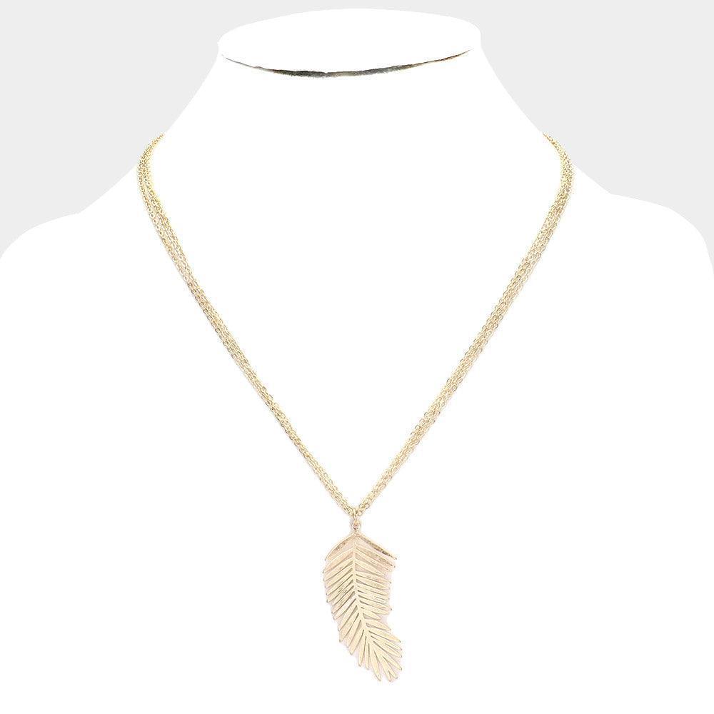 Gold Metal Leaf Pendant Necklace - Jewelry Store by Erik Rayo