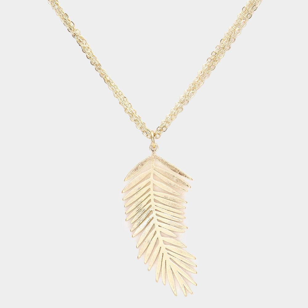 Gold Metal Leaf Pendant Necklace - Jewelry Store by Erik Rayo