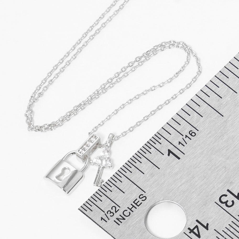 Gold White Gold Dipped Rhinestone Embellished Key Lock Pendant Necklace - Jewelry Store by Erik Rayo