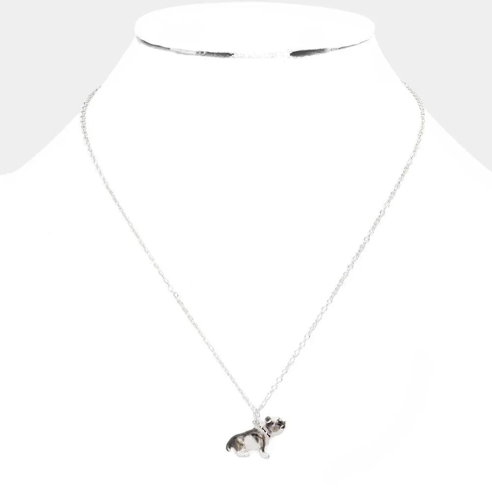 White Enamel Dog Pendant Necklace - Jewelry Store by Erik Rayo