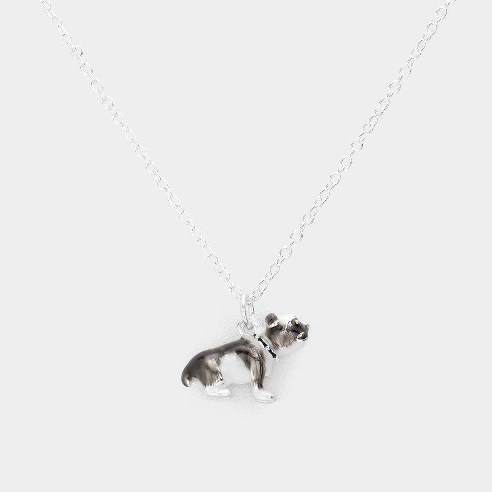White Enamel Dog Pendant Necklace - Jewelry Store by Erik Rayo