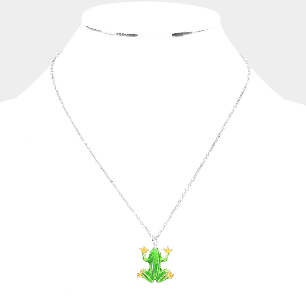Green 3D Frog Pendant Necklace - Jewelry Store by Erik Rayo