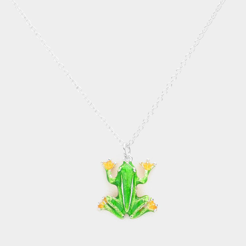 Green 3D Frog Pendant Necklace - Jewelry Store by Erik Rayo
