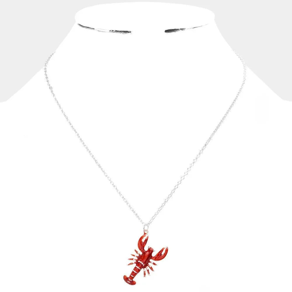 Red 3D Lobster Pendant Necklace - Jewelry Store by Erik Rayo