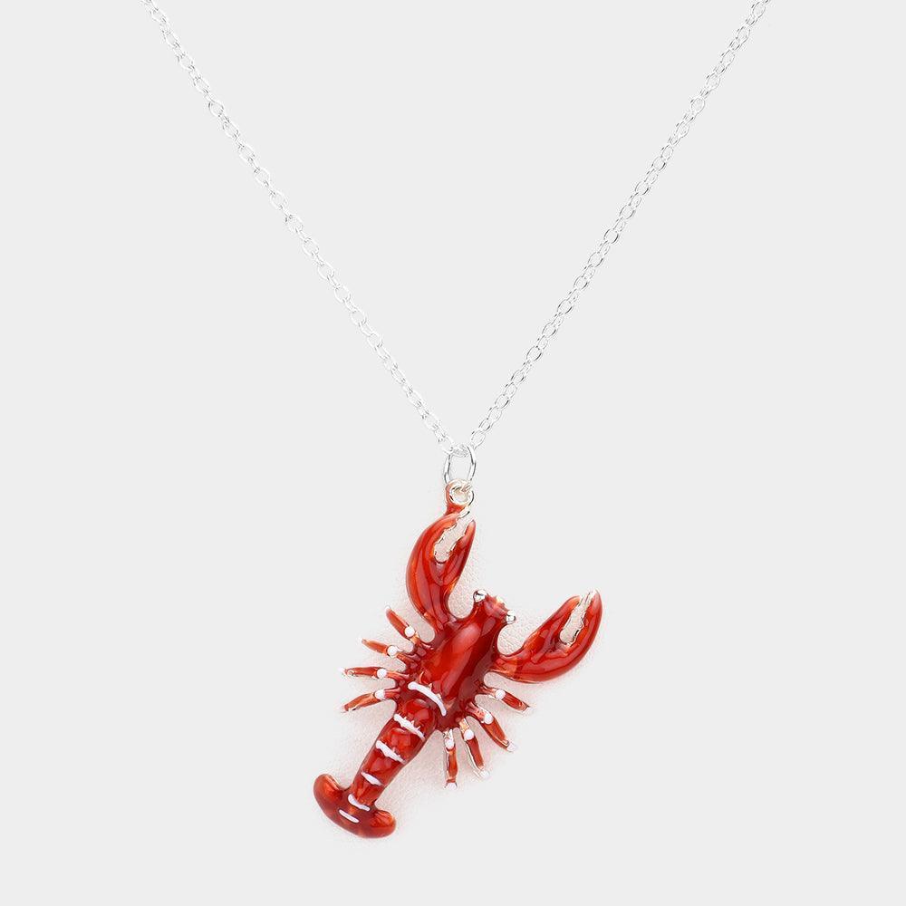 Red 3D Lobster Pendant Necklace - Jewelry Store by Erik Rayo