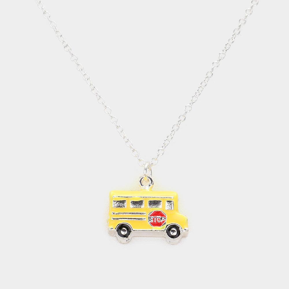 Yellow 3D School Bus Pendant Necklace - Jewelry Store by Erik Rayo