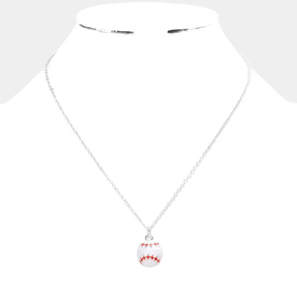 White 3D Baseball Pendant Necklace - Jewelry Store by Erik Rayo