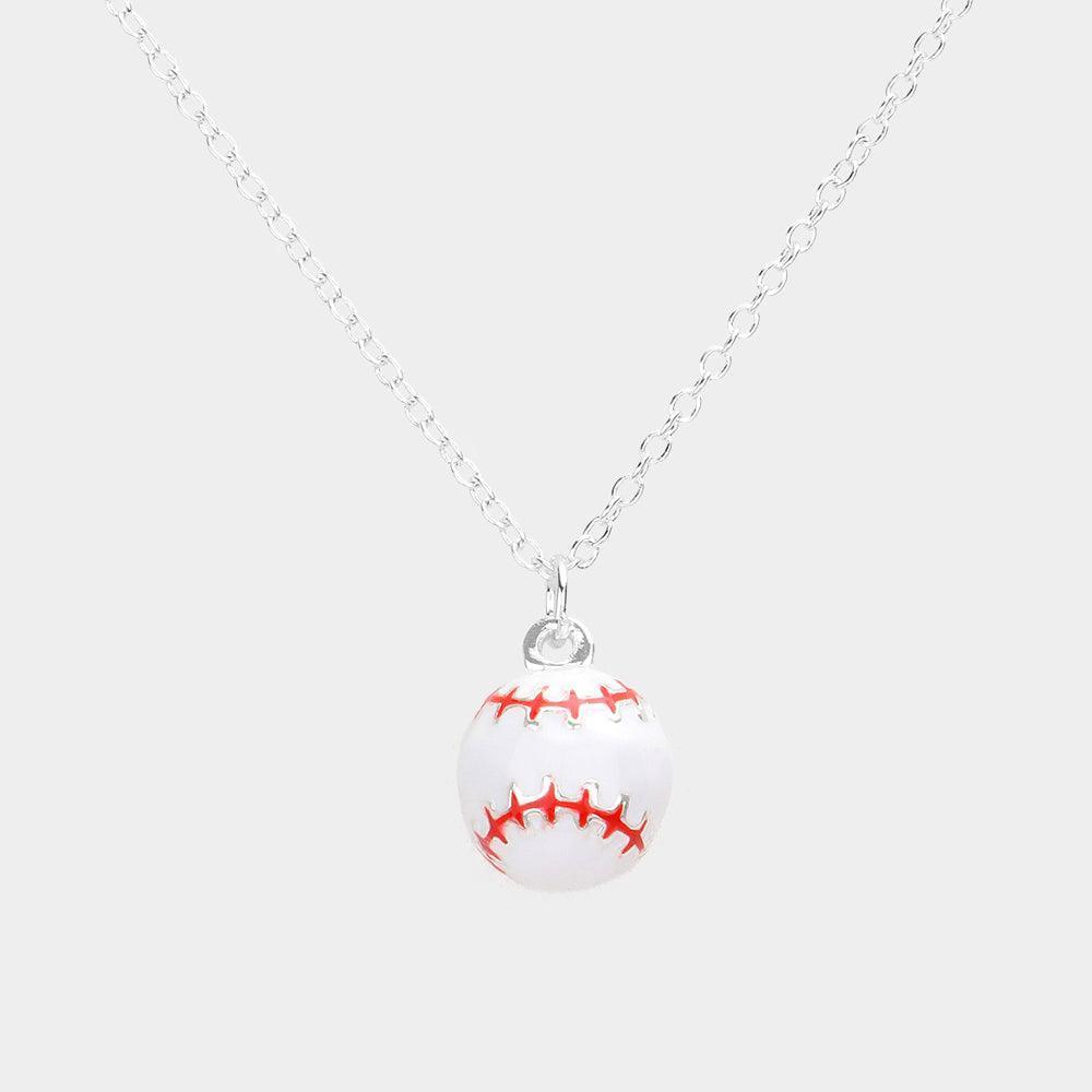 White 3D Baseball Pendant Necklace - Jewelry Store by Erik Rayo