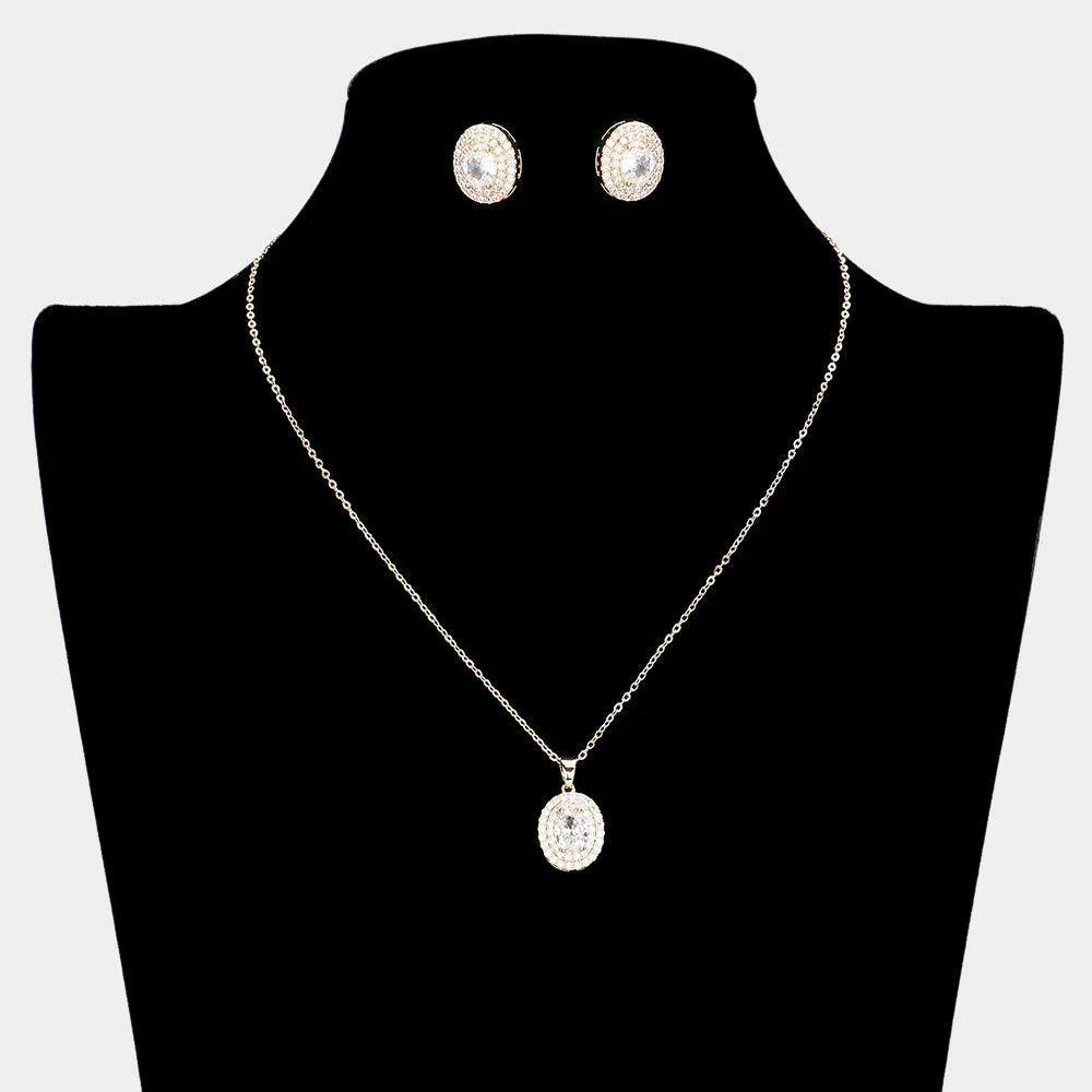 Clear CZ Round Stone Accented Pendant Necklace - Jewelry Store by Erik Rayo
