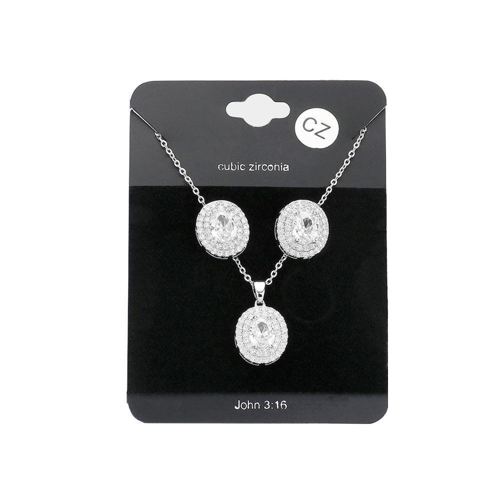 Clear CZ Round Stone Accented Pendant Necklace - Jewelry Store by Erik Rayo