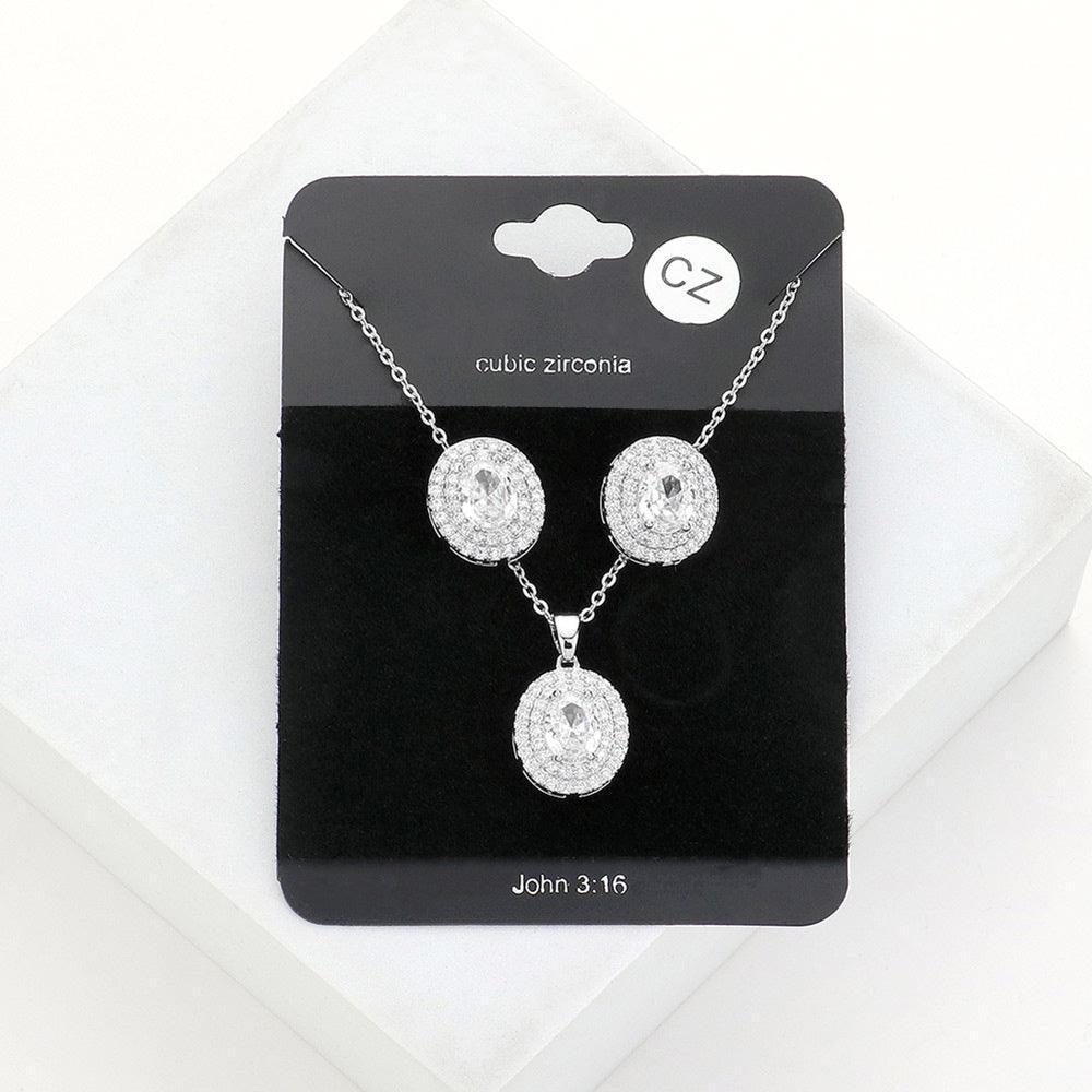 Clear CZ Round Stone Accented Pendant Necklace - Jewelry Store by Erik Rayo