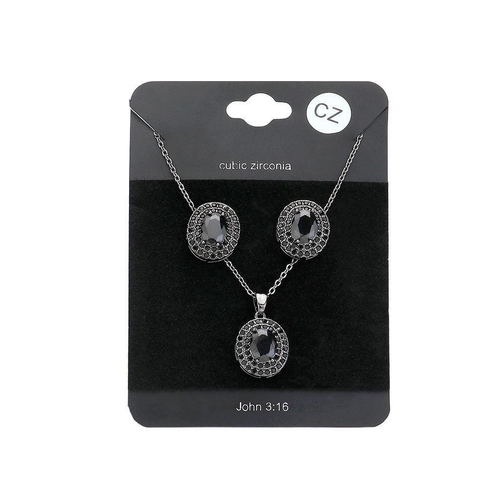 Black CZ Round Stone Accented Pendant Necklace - Jewelry Store by Erik Rayo