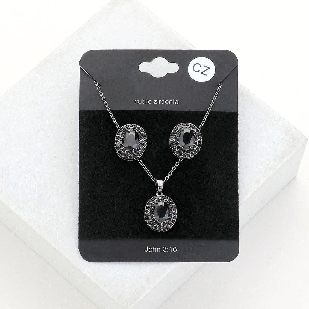 Black CZ Round Stone Accented Pendant Necklace - Jewelry Store by Erik Rayo