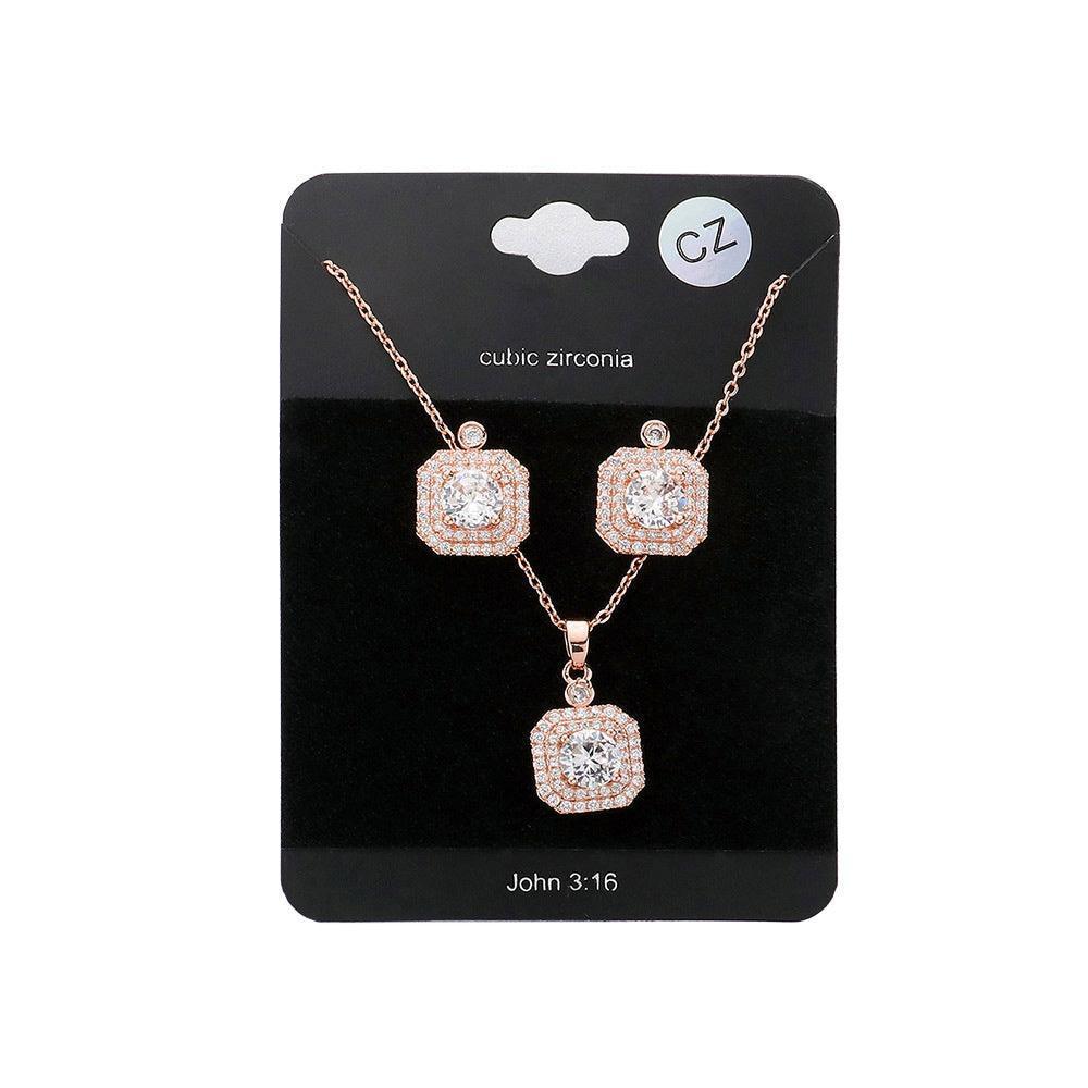 Clear CZ Round Accented Octagon Pendant Necklace - Jewelry Store by Erik Rayo