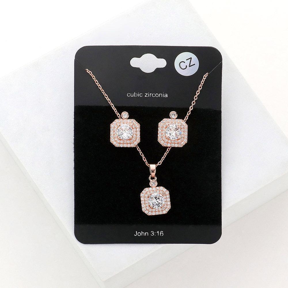 Clear CZ Round Accented Octagon Pendant Necklace - Jewelry Store by Erik Rayo