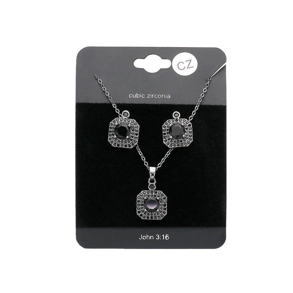 Black CZ Round Accented Octagon Pendant Necklace - Jewelry Store by Erik Rayo