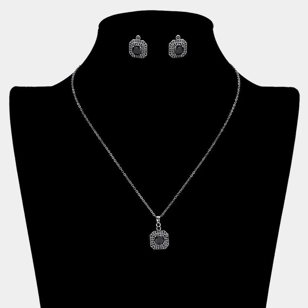 Black CZ Round Accented Octagon Pendant Necklace - Jewelry Store by Erik Rayo