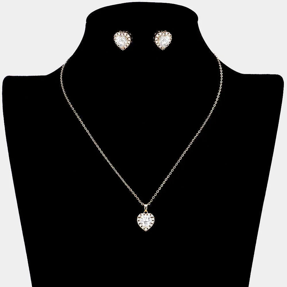 Gold CZ Heart Pendant Necklace - Jewelry Store by Erik Rayo