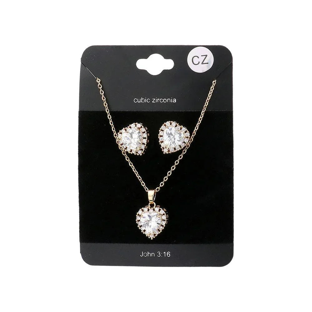 Gold CZ Heart Pendant Necklace - Jewelry Store by Erik Rayo