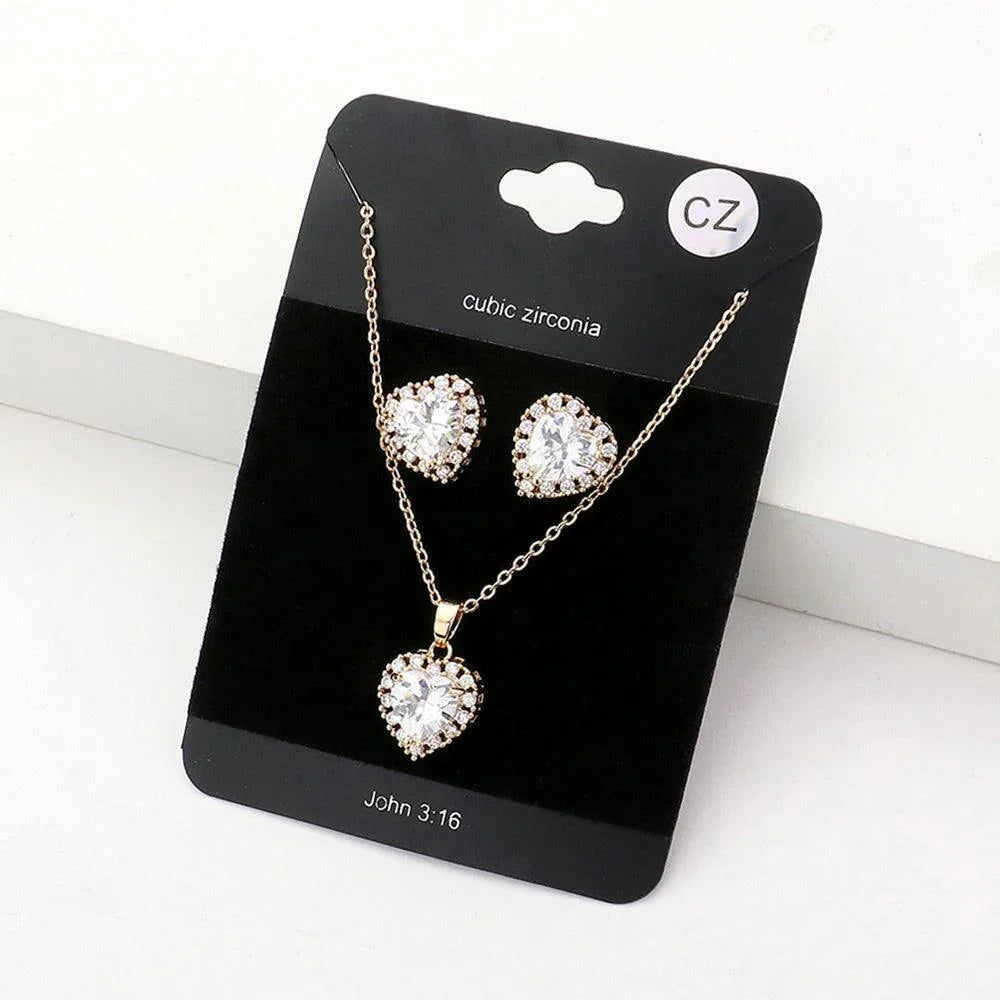 Gold CZ Heart Pendant Necklace - Jewelry Store by Erik Rayo