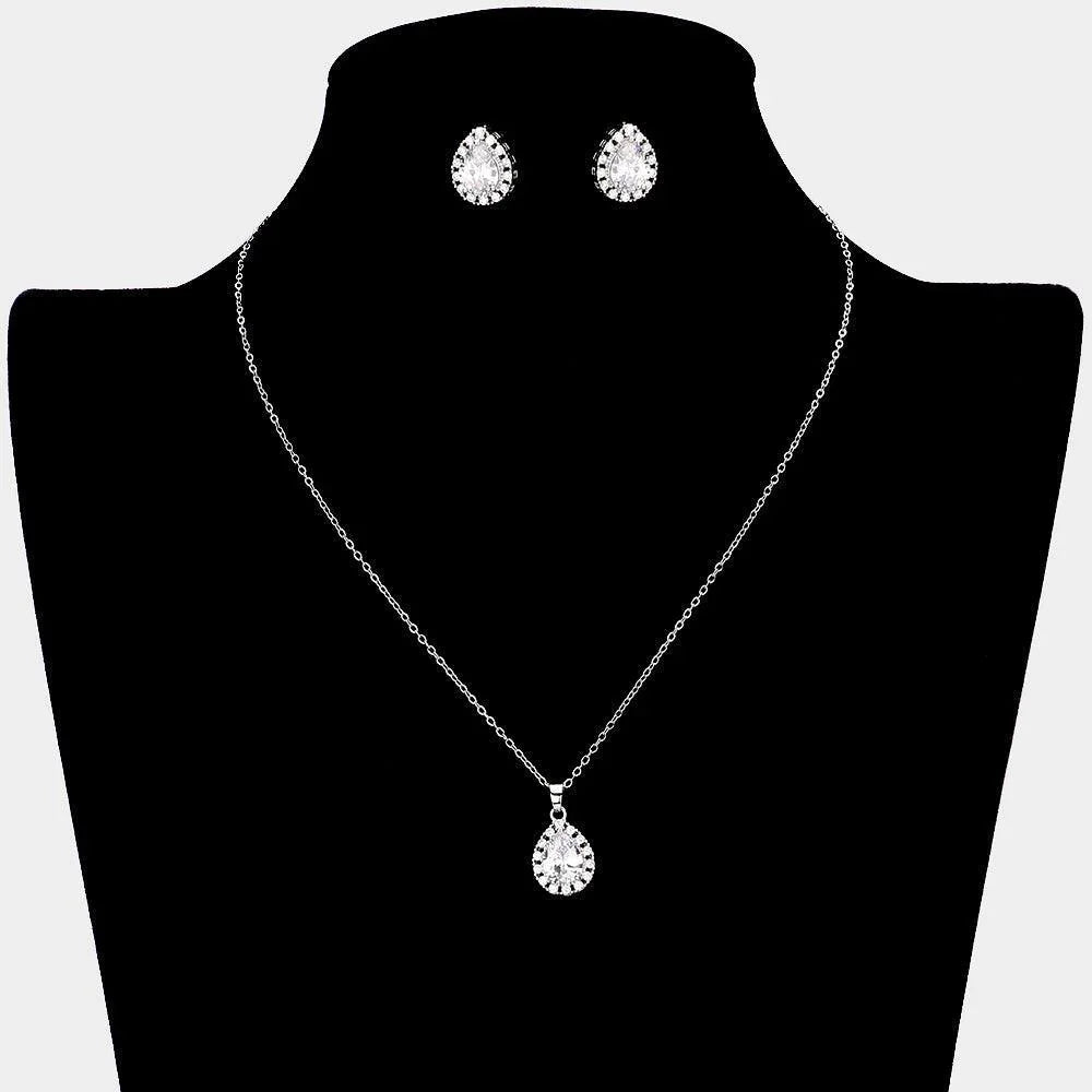 CZ Teardrop Pendant Necklace - Jewelry Store by Erik Rayo