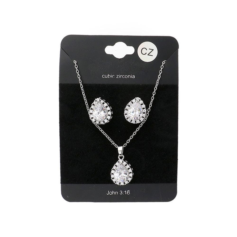 CZ Teardrop Pendant Necklace - Jewelry Store by Erik Rayo