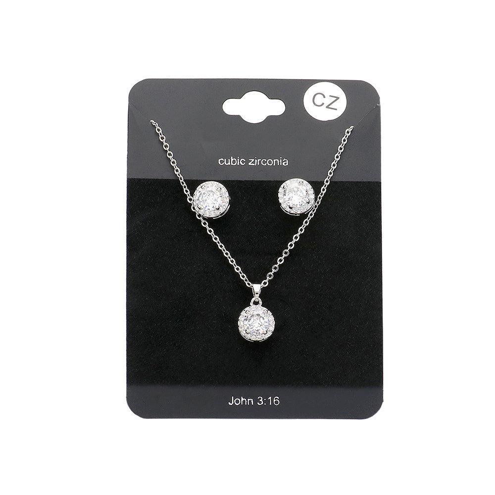 Clear CZ Round Stone Accented Pendant Necklace - Jewelry Store by Erik Rayo
