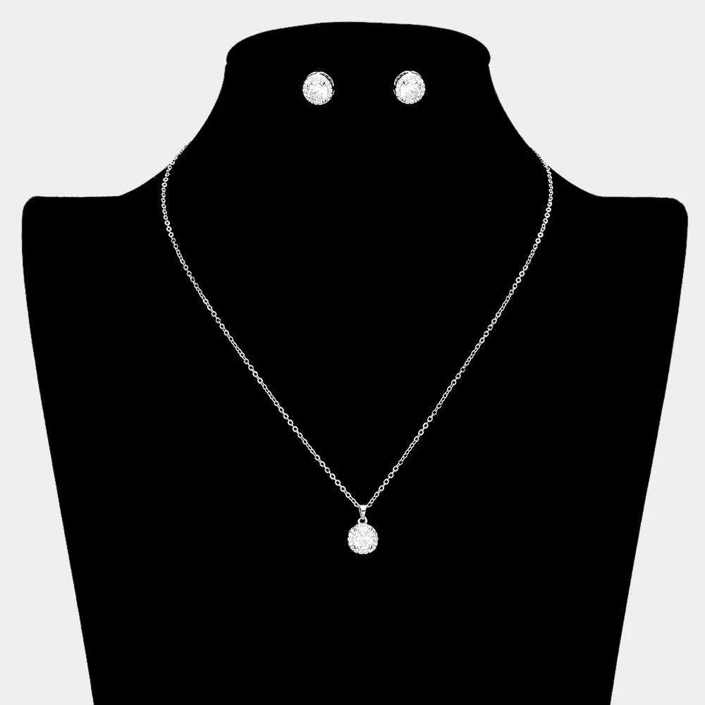 Clear CZ Round Stone Accented Pendant Necklace - Jewelry Store by Erik Rayo