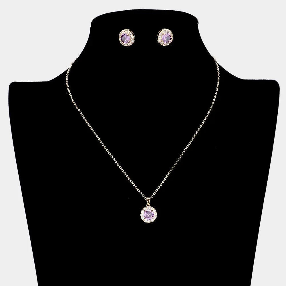 Amethyst CZ Round Pendant Necklace - Jewelry Store by Erik Rayo