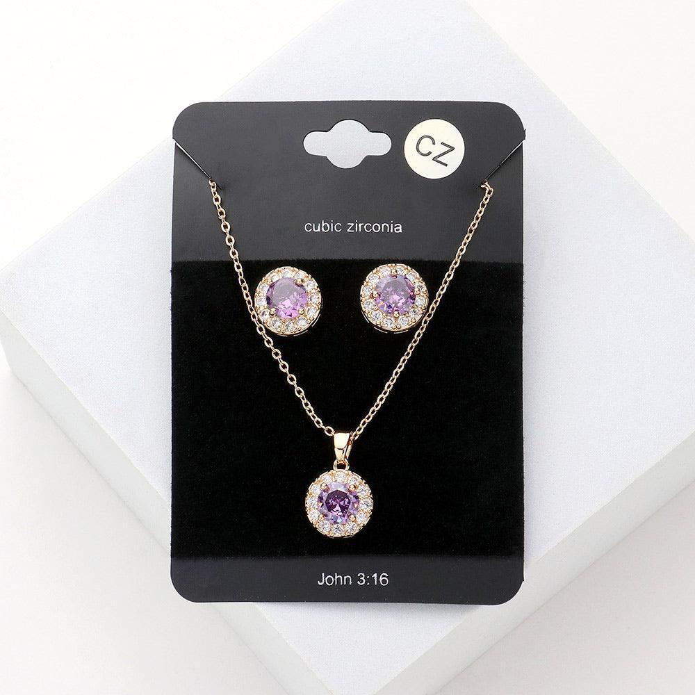 Amethyst CZ Round Pendant Necklace - Jewelry Store by Erik Rayo