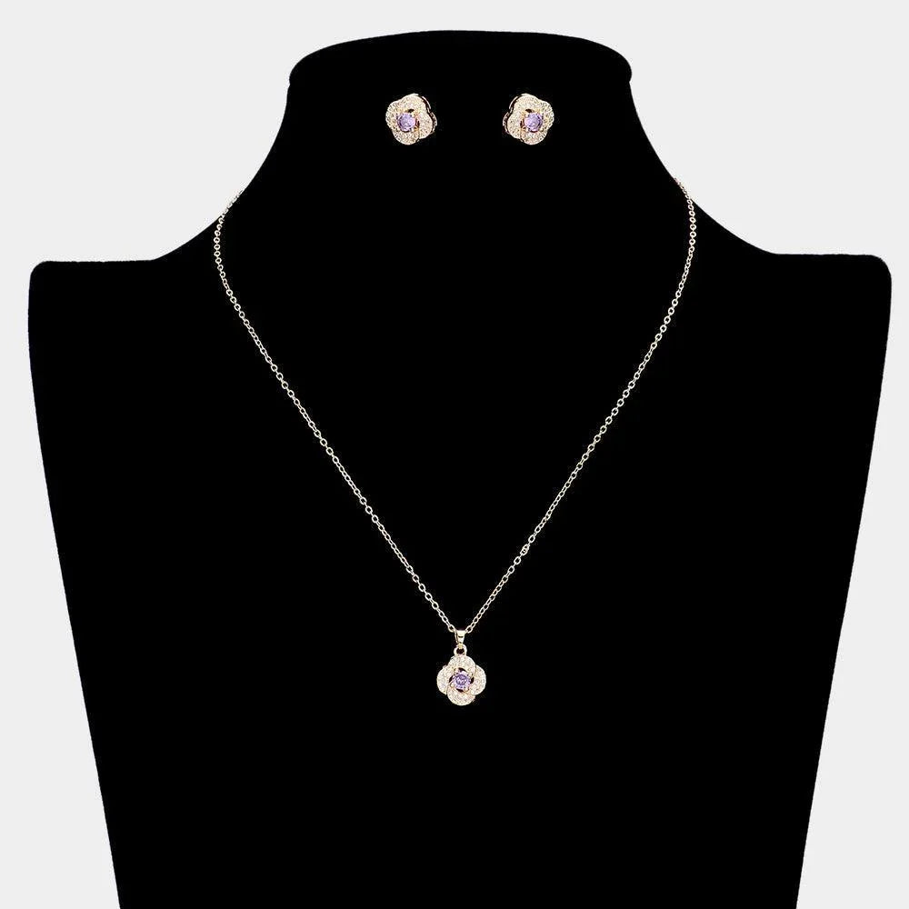 Amethyst CZ Quatrefoil Pendant Necklace - Jewelry Store by Erik Rayo