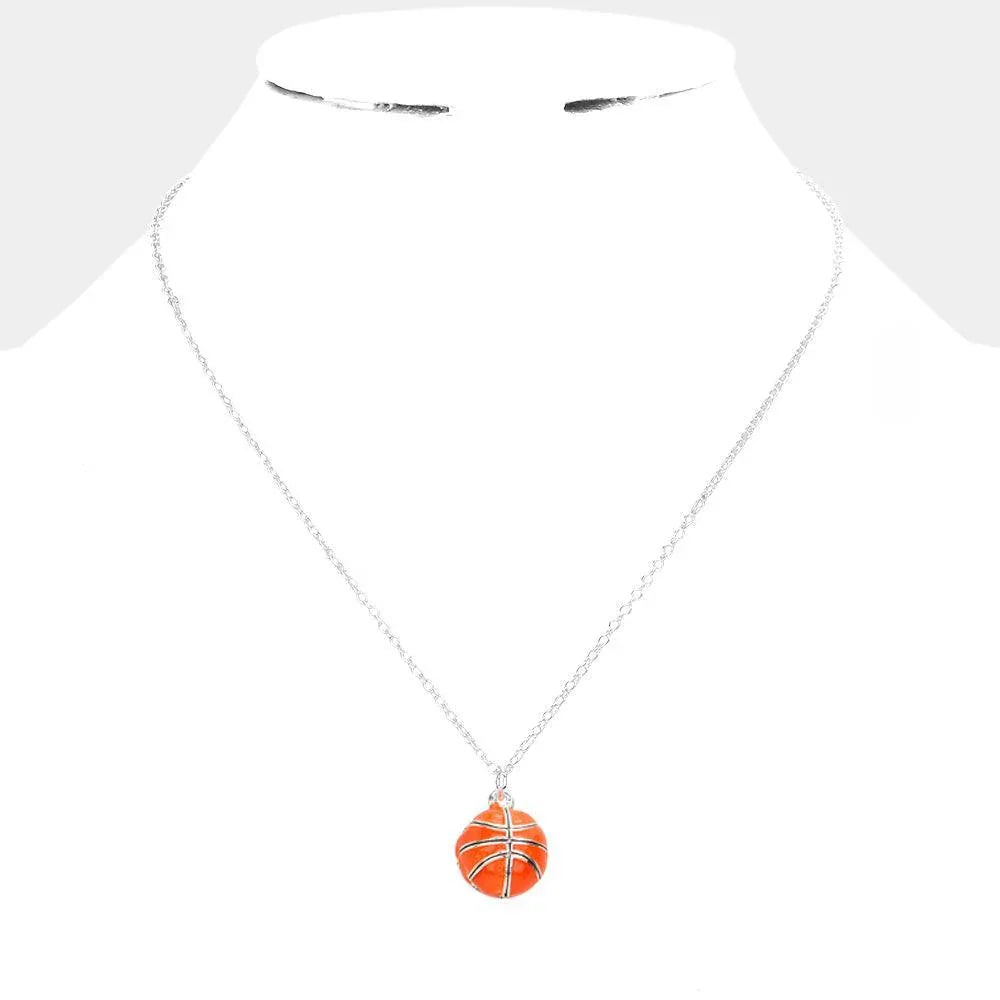 Orange 3D Basketball Pendant Necklace - Jewelry Store by Erik Rayo